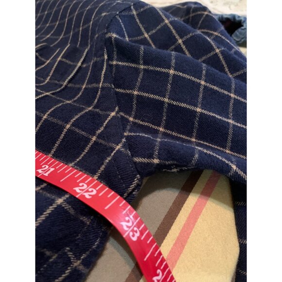 Vintage C.C.FILSON Mens Button-Down 100% Wool Shirt Blue Tan Plaid Sz L - Picture 8 of 9